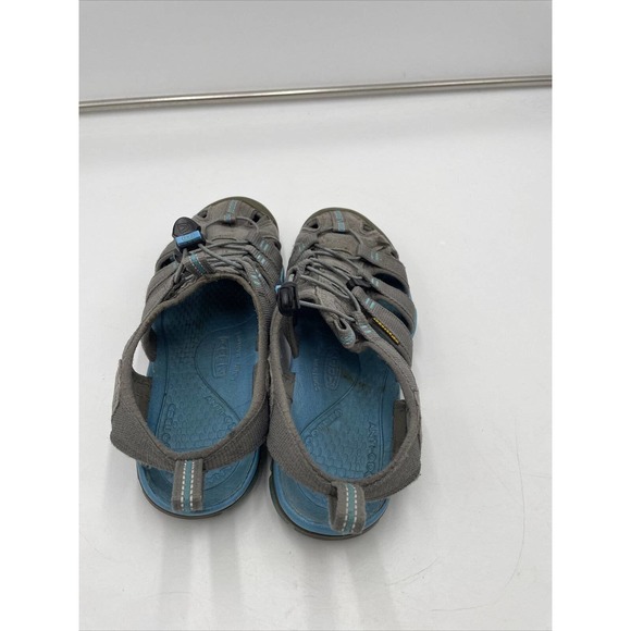 Keen Womens Sandals Size 8 Grey Blue Canvas Toggle Waterproof Hiking Fisherman - Picture 4 of 7